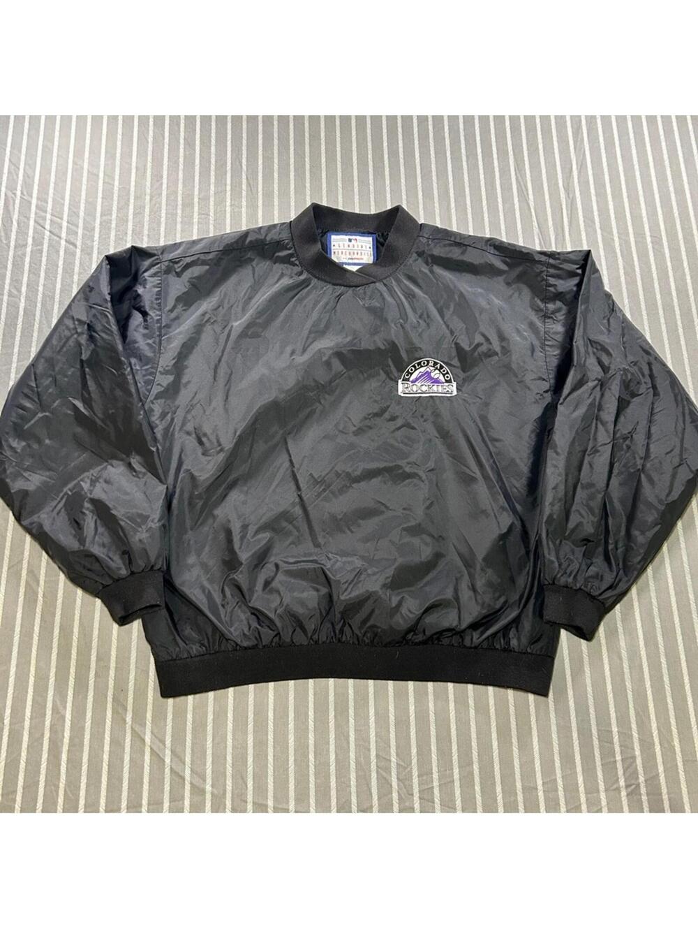 Vintage Logo Athletic Colorado Rockies Black Pullover Men's Genuine Merchandise